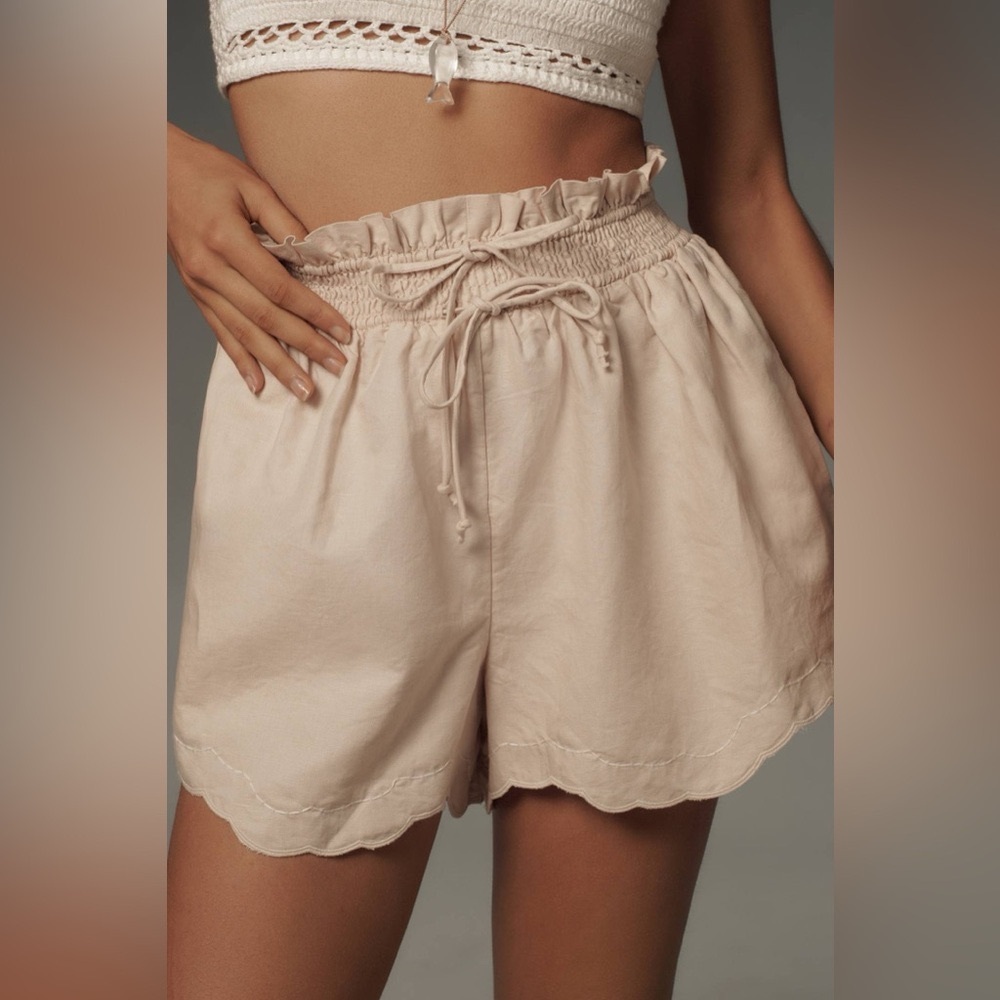 Anthropologie Linen Double Waistband Shorts size Medium